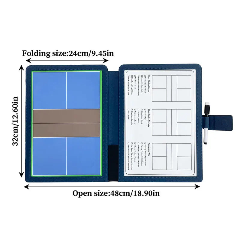 Pizarra de Entrenamiento de Pickleball Plegable – Doble Cara Magnética y Borrable